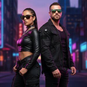 NEW Unisex BioHazard Neon Mirrored Retro Iconic Sunglasses Black Pink NWT